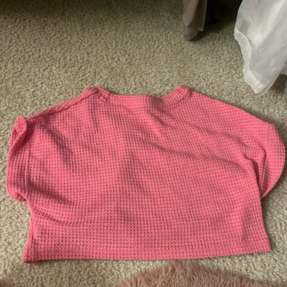 Pink netted crop top